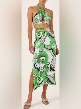 CIN CIN Green Printed Halter Top in Fern